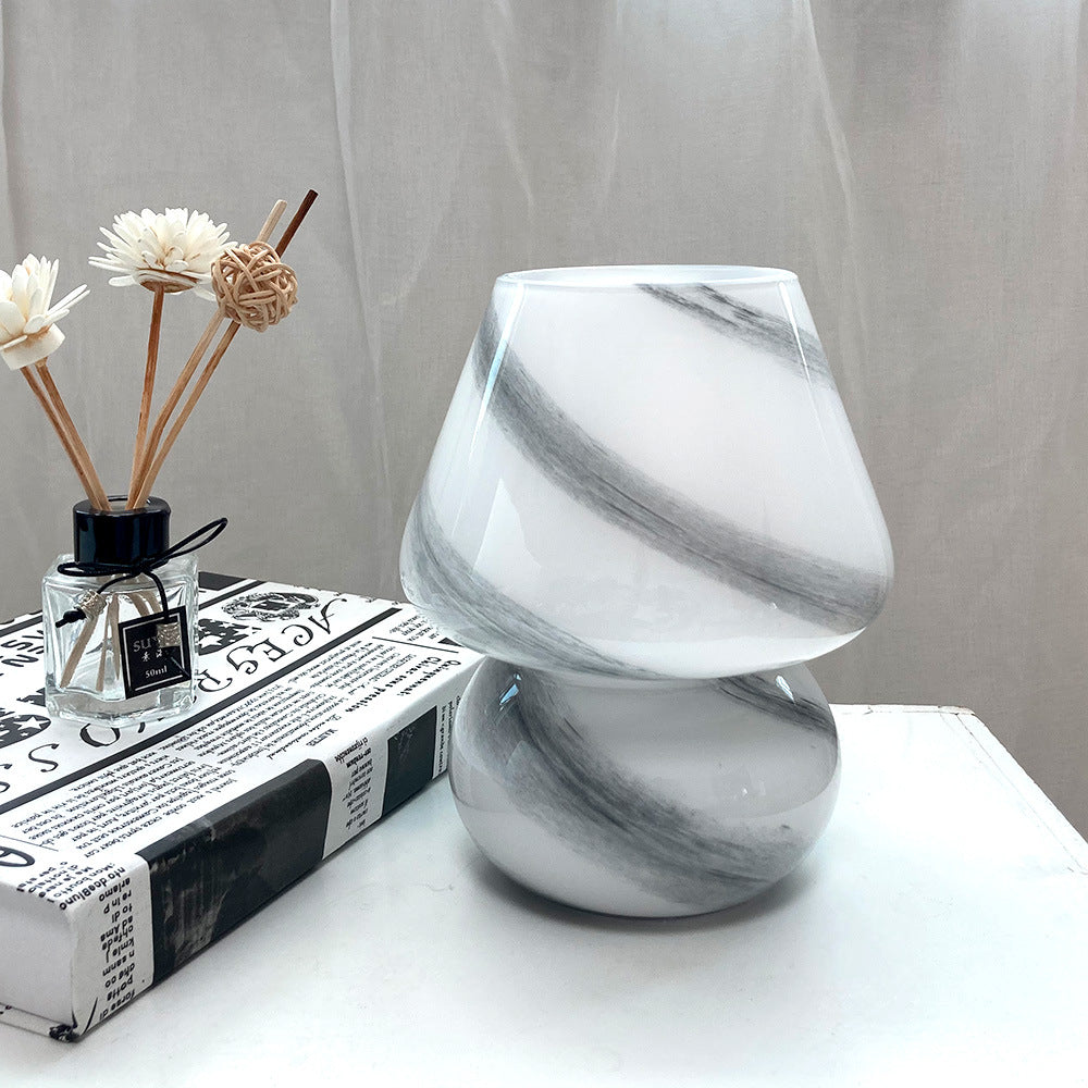 Handmade Glass Mushroom Table Lamp, Bedside Small Night Lamp Home Decor Gym From House