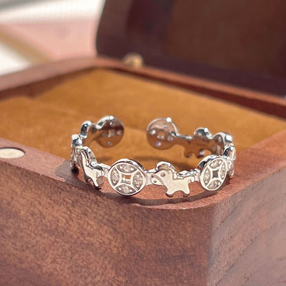 S925 Sterling Silver Year Of Horse Coin Ring Jewelry Gym From House Style 1 1 PC