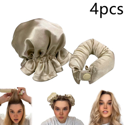 New Heatless Curl Stick With Cloth Cover Cute Ball Head Women dealsniper-net Beige 4pcs