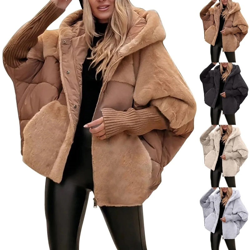 Women's Loose Cotton Coat Faux Fur Patchwork Winter Coat Women null