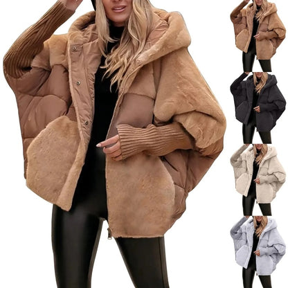 Women's Loose Cotton Coat Faux Fur Patchwork Winter Coat Women null