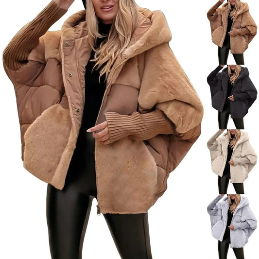Women's Loose Cotton Coat Faux Fur Patchwork Winter Coat Women null