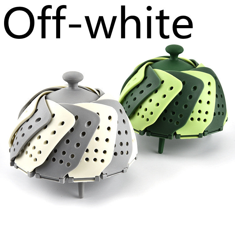 Kitchen Foldable And Retractable Fruit Basket In Plastic Steamer With Handle Kitchen DealSniper.net Offwhite