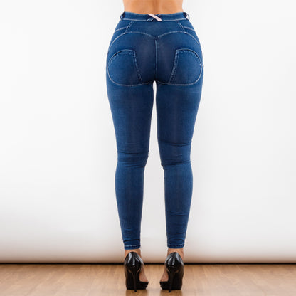 Melody Blue Washed Ripped Middle Waist Ripped Blue Lifting Jegging