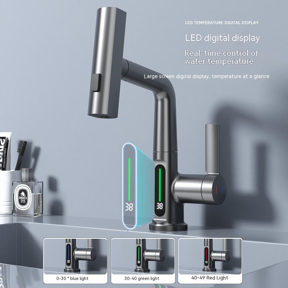 Intelligent Digital Display Faucet Pull-out Basin Faucet House DealSniper.net