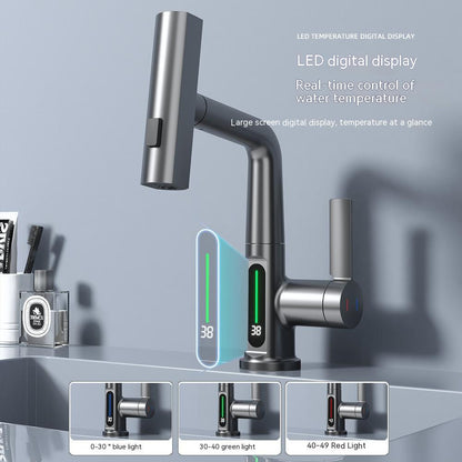 Intelligent Digital Display Faucet Pull-out Basin Faucet House DealSniper.net