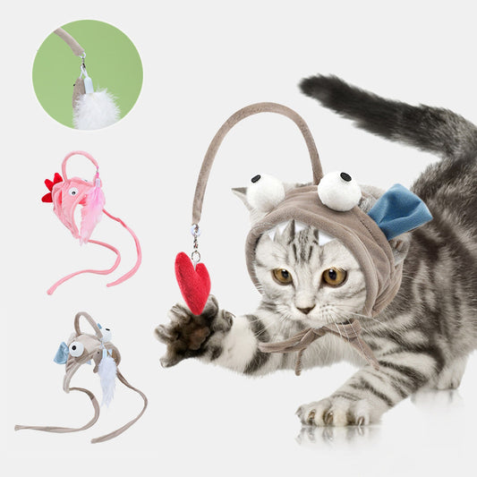 New Head Wearing Feather Funny Cat Stick Funny Cat Toy Stick Pets dealsniper-net