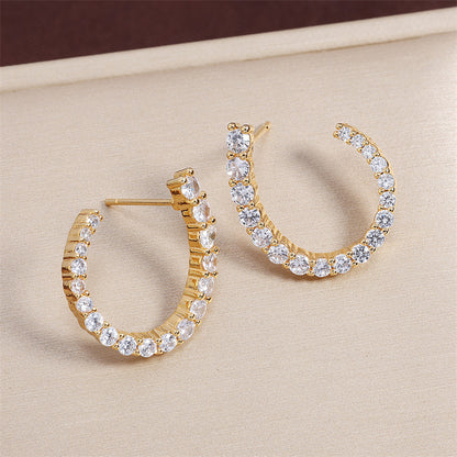 Women's C-shaped Stud Earrings With Rhinestones Earrings Jewelry dealsniper-net