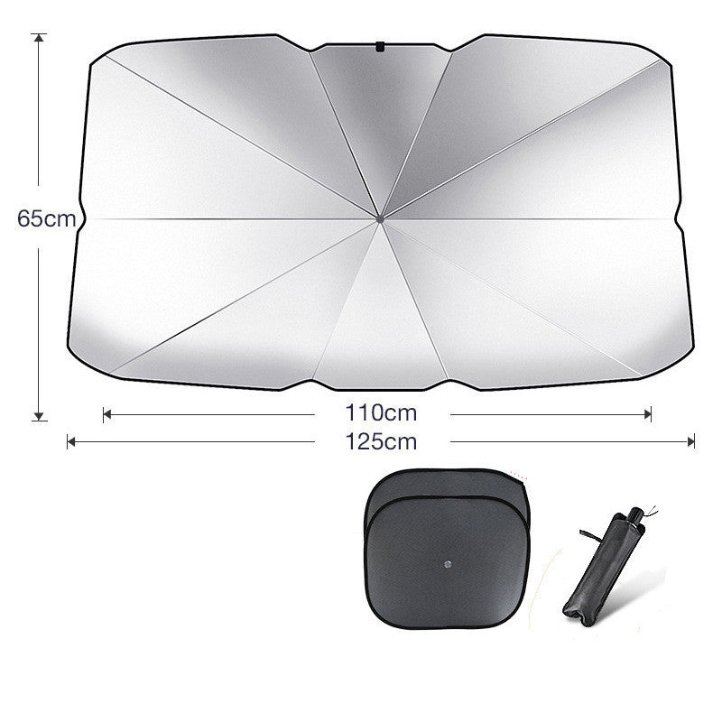 Foldable Car Windshield Sun Shade Umbrella UV Protection Vehicle DealSniper.net Titanium silver Small with 2pcs mesh