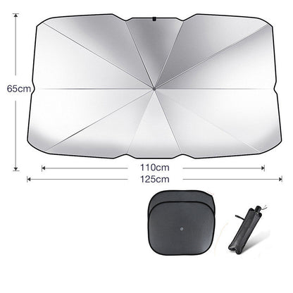 Foldable Car Windshield Sun Shade Umbrella UV Protection Vehicle DealSniper.net Titanium silver Small with 2pcs mesh