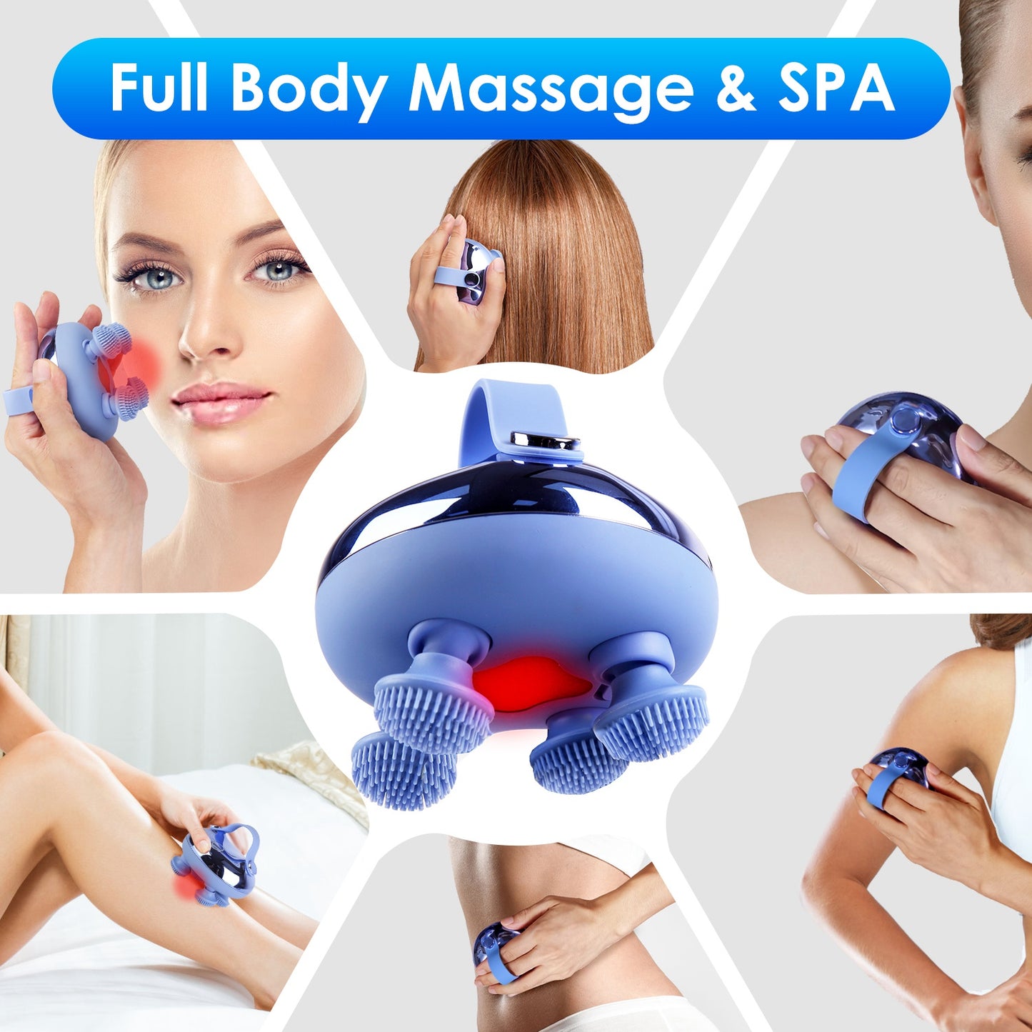 1Pc Electric Scalp Massager Rechargeable Head Massager Health Gym From House