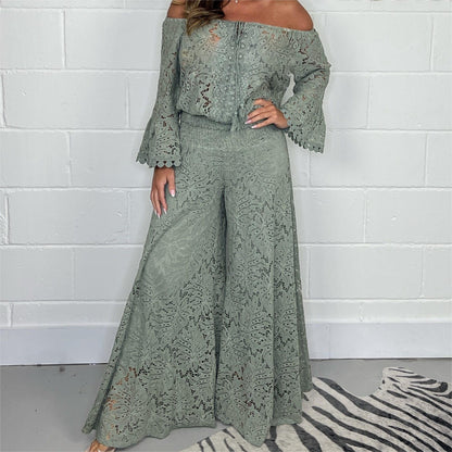 Lady's Lace Blouse Pants Fashion Suit Women DealSniper.net
