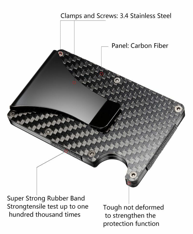 Carbon Fiber Blocking Slim Money Clip RFID Card Gift