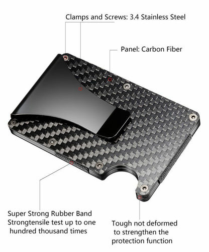 Carbon Fiber Blocking Slim Money Clip RFID Card Gift