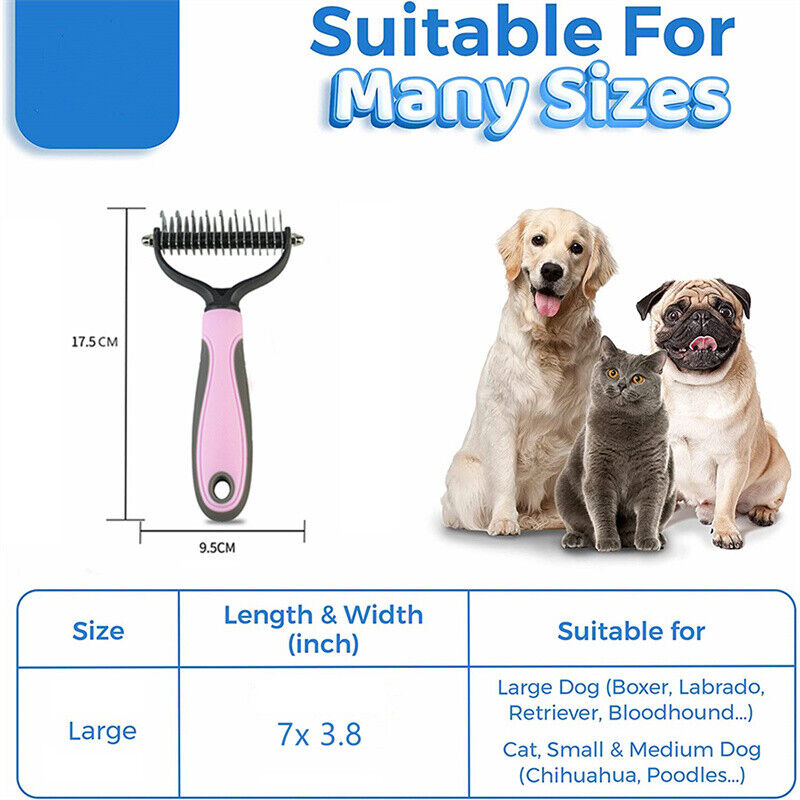 Grooming Brush For Pet Dog Cat Deshedding Tool Rake Comb Fur Remover Pets dealsniper-net