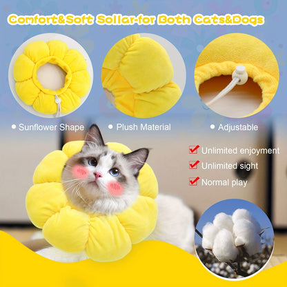 Cat Small Dog Recovery Collar, Cute Sunflower Neck Cone Pets Gym From House