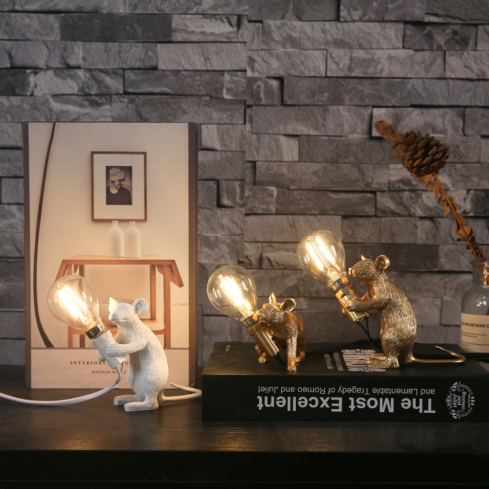 Creative Nordic Resin Mouse Table Lamp Desk LED Night Lights Home Decor Gym From House