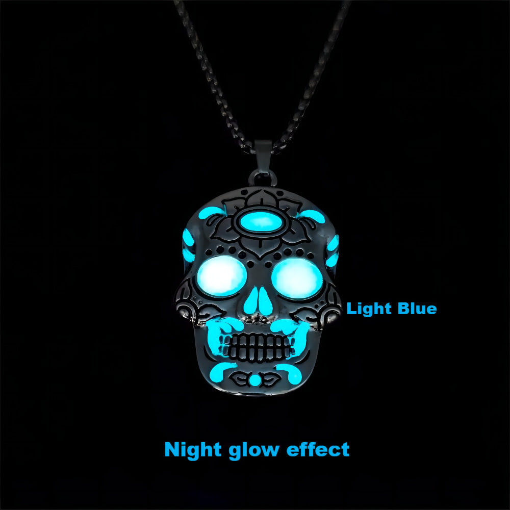 Halloween Luminous Skull Necklace With Day Of The Dead