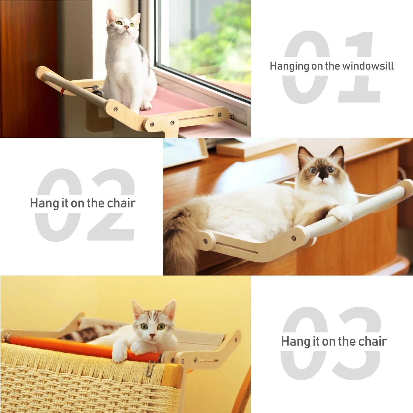 Mewoofun Pet Cat Window Perch 4 Color Wooden Assembly Hanging Bed Deals DealSniper.net