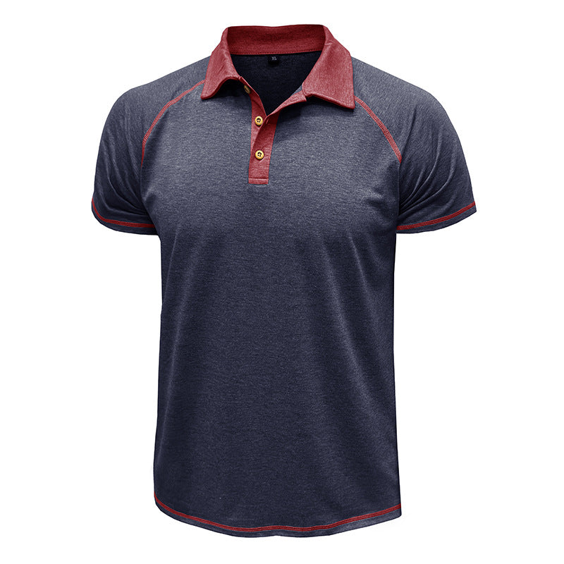 Short-sleeved Lapel T-shirt POLO Bottoming Shirt Men Clothing Men DealSniper.net Dark Blue L