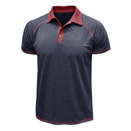 Short-sleeved Lapel T-shirt POLO Bottoming Shirt Men Clothing Men DealSniper.net Dark Blue L