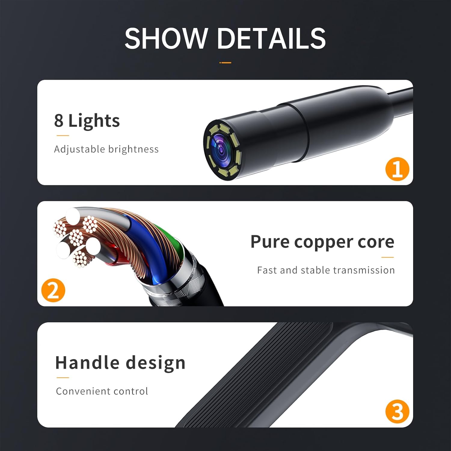 Borescope With Light Industrial Endoscope Inspection Camera Electronics Gym From House