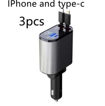 Metal Car Charger 100W Super Fast Charging Car Cigarette Vehicle DealSniper.net Metal Silver Gray3pcs 100W