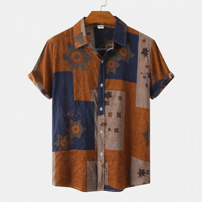 Cross-Border Men's Floral Short-Sleeved Shirts Young Men's Men DealSniper.net 4 2XL