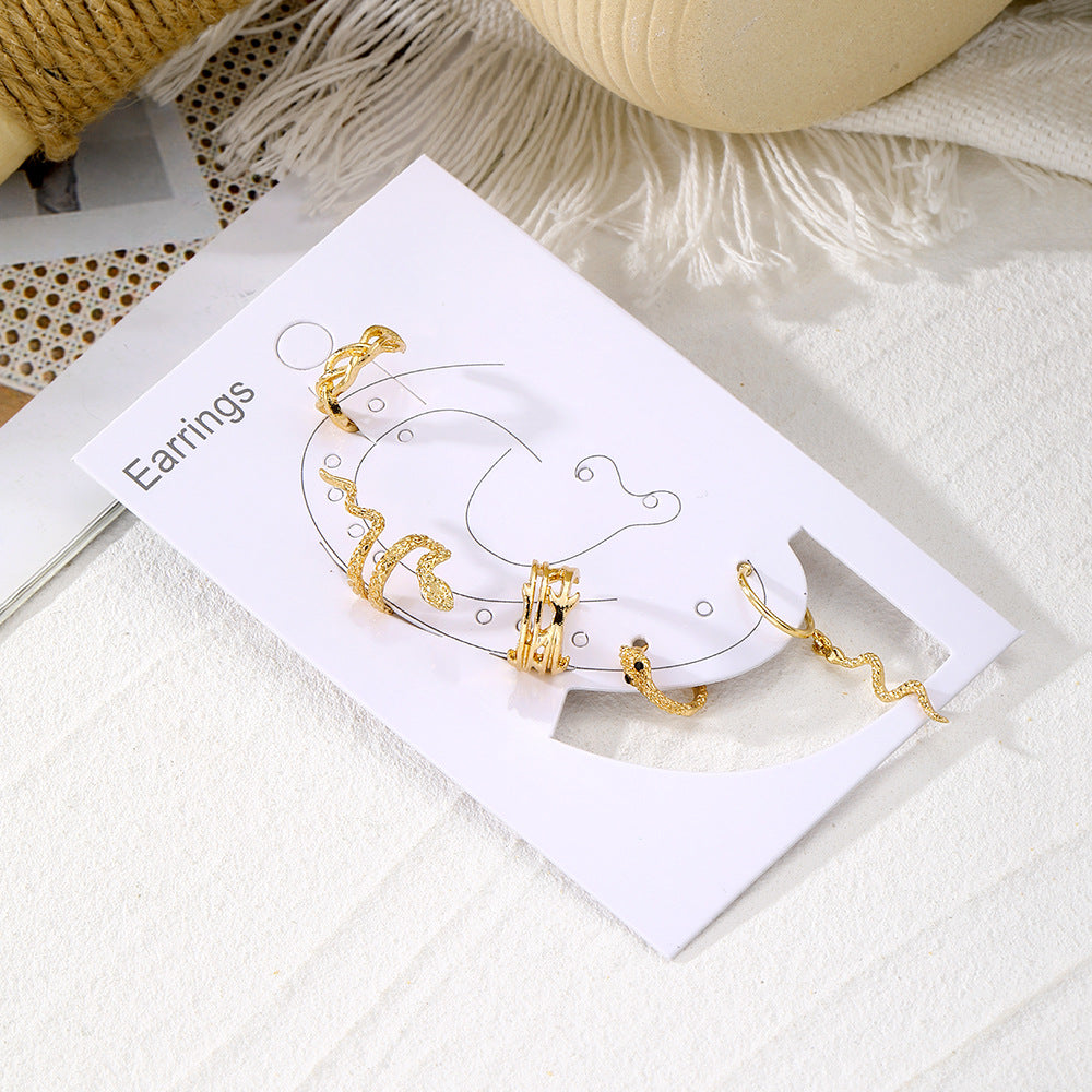 Punk Gold Plated Animal Snake Clip Earrings Ear Clip Without Piercing Jewelry Gym From House