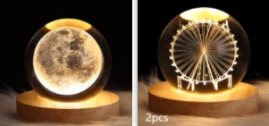 Luminous Starry Sky And Planets Moon Moon Crystal Ball Night Lamp Home Decor Gym From House Solid Wood Lamp Holder Set16 1PC