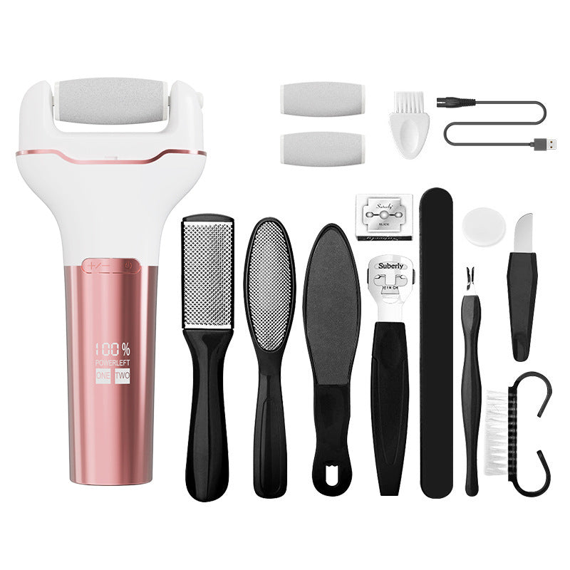 Electric Foot Grinder Digital Display Waterproof Electric Beauty Gym From House Rose Pink Suit 10 Piece Set USb