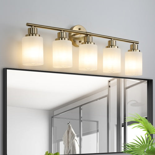 5 Lamps Gold Bathroom Vanity Lamp Frosted Glass Home Decor dealsniper-net