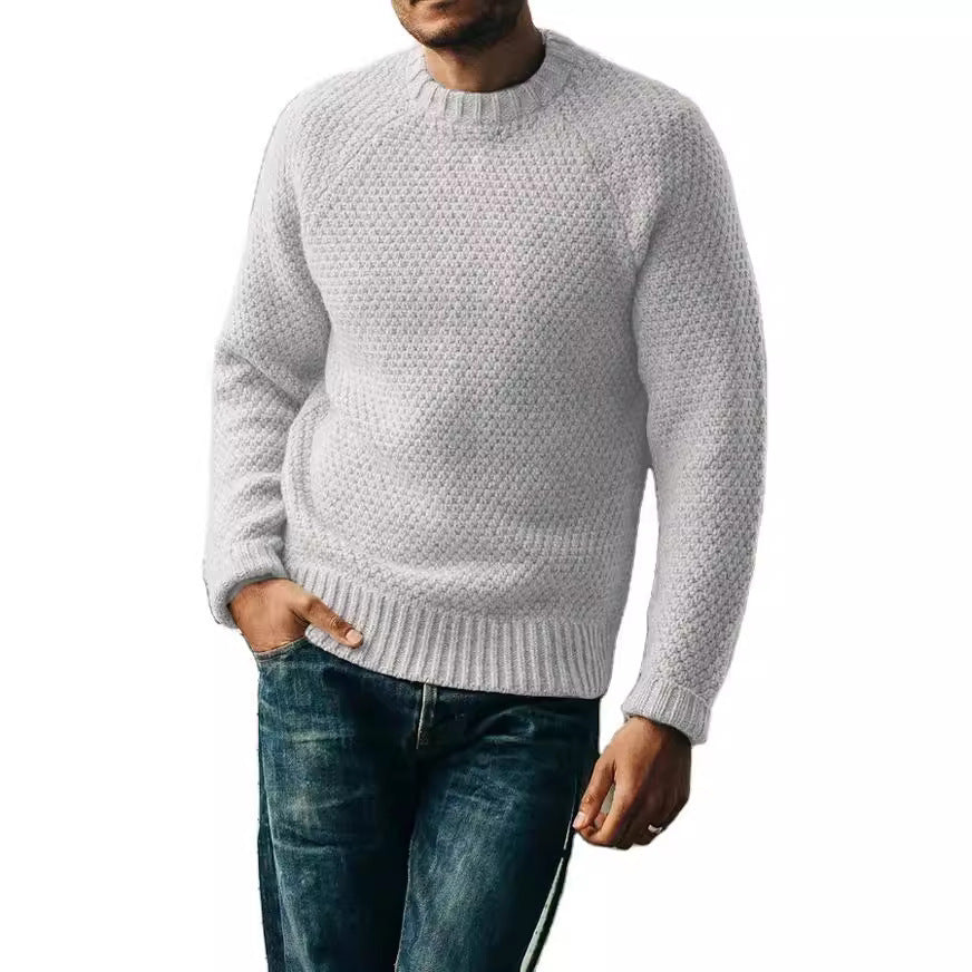 Men's Pullover Sweater Winter Casual Solid Color Round