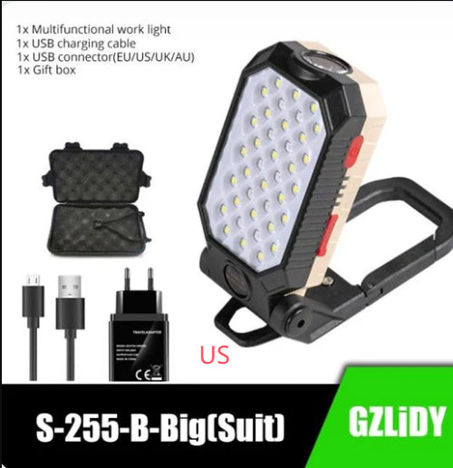 Folding USB Rechargeable COB Work Light Portable LED Flashlight Outdoor DealSniper.net W599B Large 28pin COB Kit US