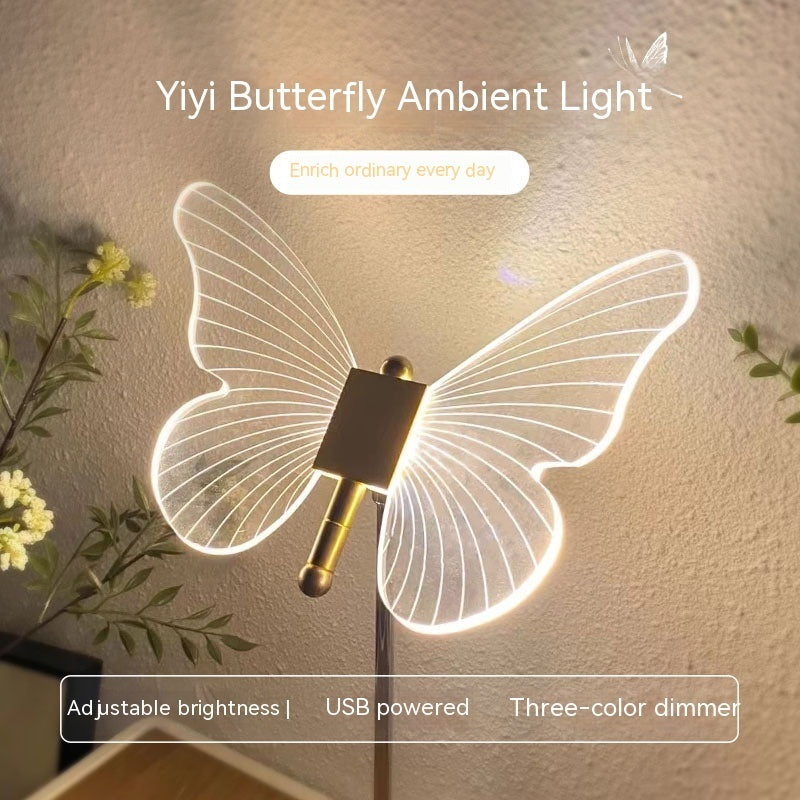 USB Night Light Bedside Table Ambience Light LED Crystal Home Decor Gym From House