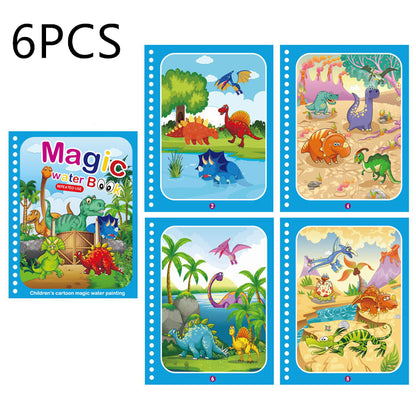 Children's Creative Magic Water Painting Book Kids dealsniper-net 6pcs New Dinosaur World