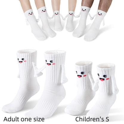 2Pairs Kids Mom Dad Hand In Hand Smile Sock Women DealSniper.net White S