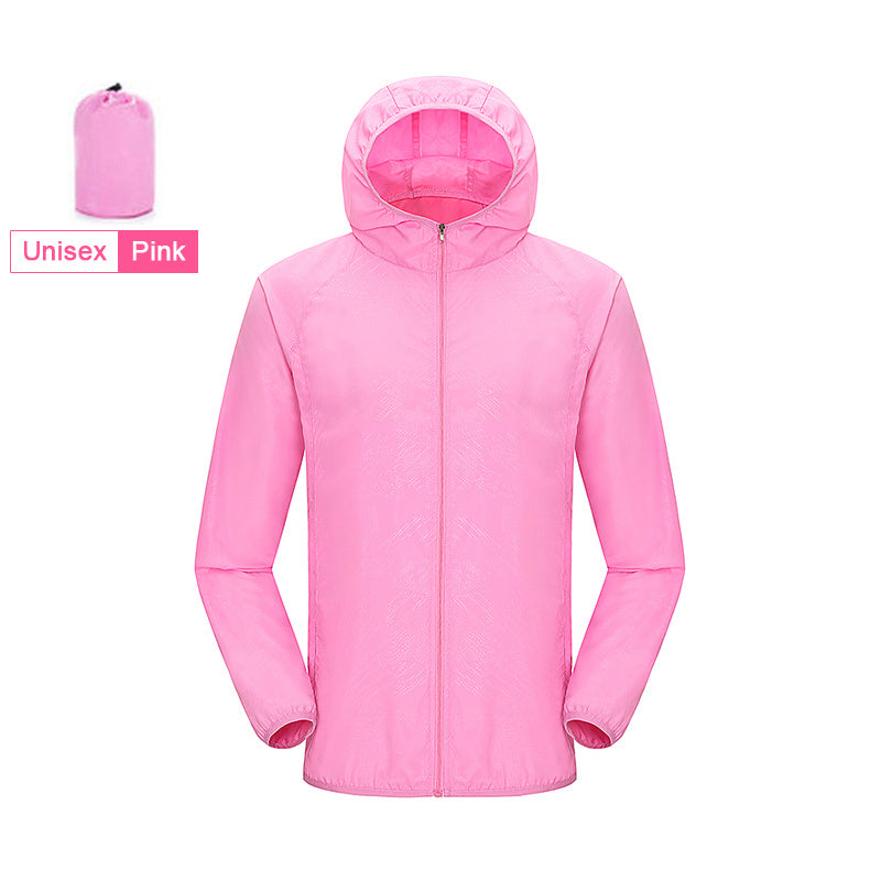 Mens And Womens Skin Windbreaker UV Protection Sunscreen Clothing Men DealSniper.net Pink 2XL