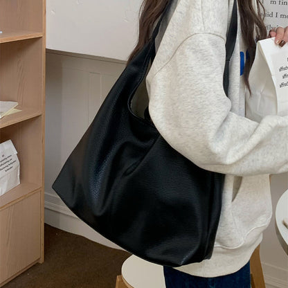 Casual Armpit Bag Women Shoulder Bag High Capacity Totes Female Shopping Bags Soft Leather Lady Purse Handbags Women DealSniper.net Black