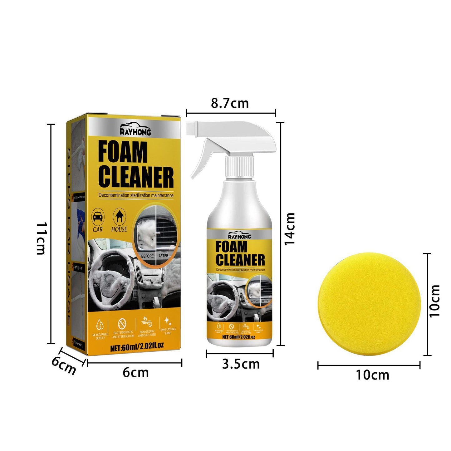 Car Interior Wash-free Decontamination Foamed Cleaner