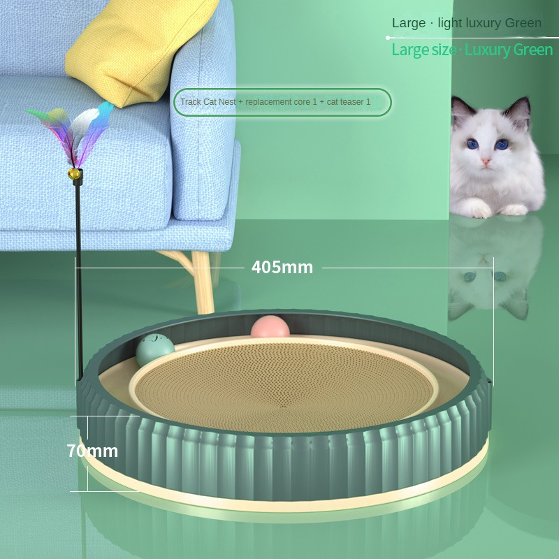 Non-flaking Corrugated Paper Wear-resistant Cat Scratching Board Pets DealSniper.net Green and Cat Teaser Stick L