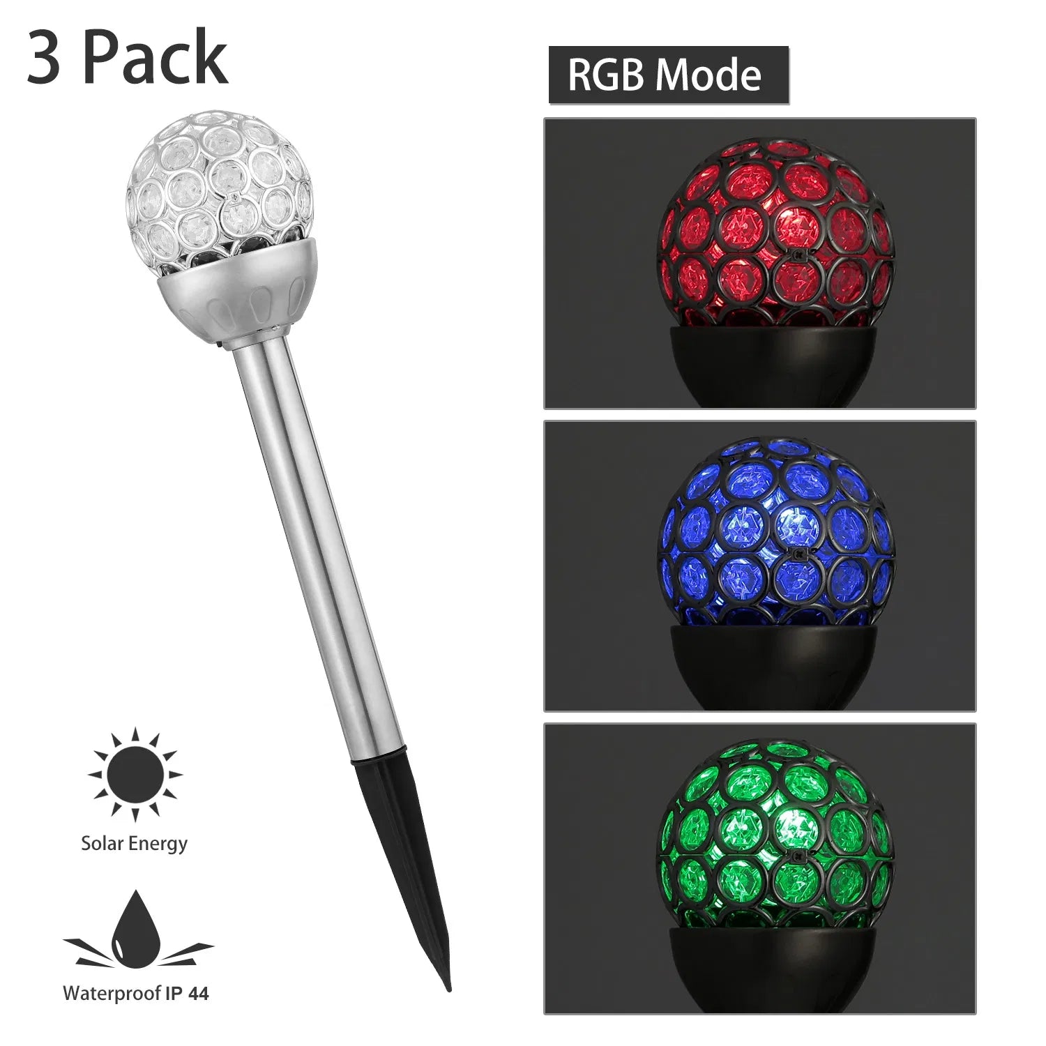 3 Pcs Outdoor Solar Lights IP44 Waterproof Ball RGB Light Outdoor Gym From House