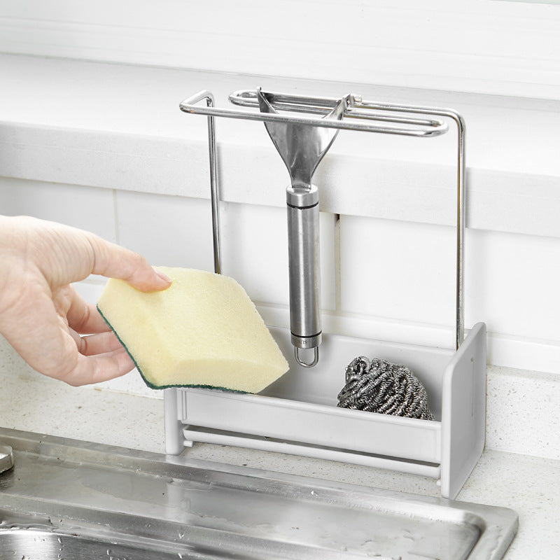 Kitchen Stainless Steel Rag Rack Sponge Rag Ventilating And Draining Rack Kitchen DealSniper.net