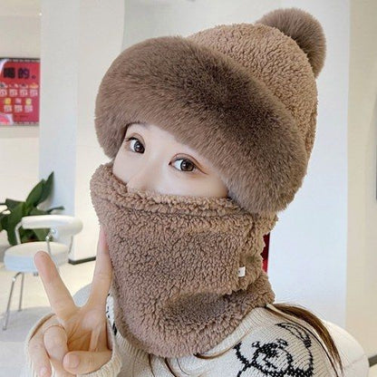 Fleece-lined Riding Windproof Scarf Mask Hat Women dealsniper-net Coffee Pullover Adult Hat