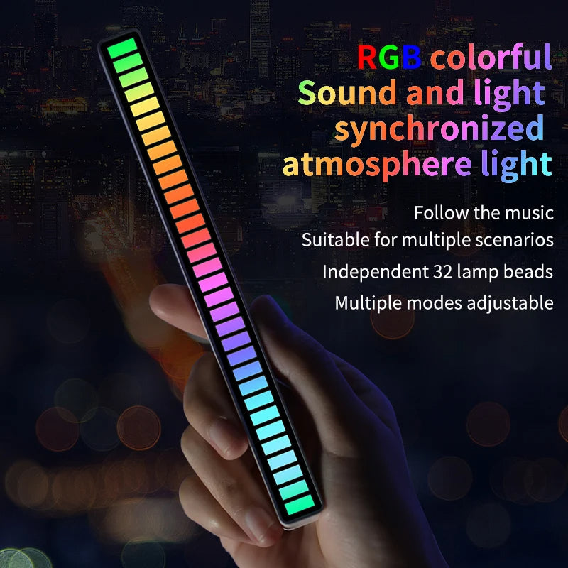 Led Sound Control Light Bar RGB Ambient Pickup Rhythm Lamp Music House DealSniper.net