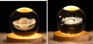 Luminous Starry Sky And Planets Moon Moon Crystal Ball Night Lamp Home Decor Gym From House Solid Wood Lamp Holder Set10 1PC