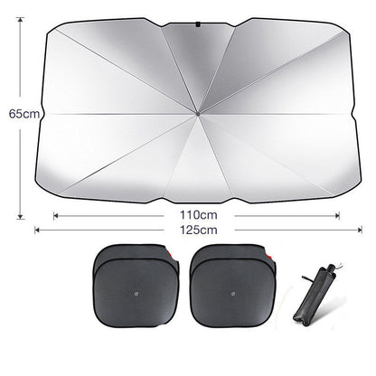 Foldable Car Windshield Sun Shade Umbrella UV Protection Vehicle DealSniper.net Titanium silver Small with 4pcs mesh