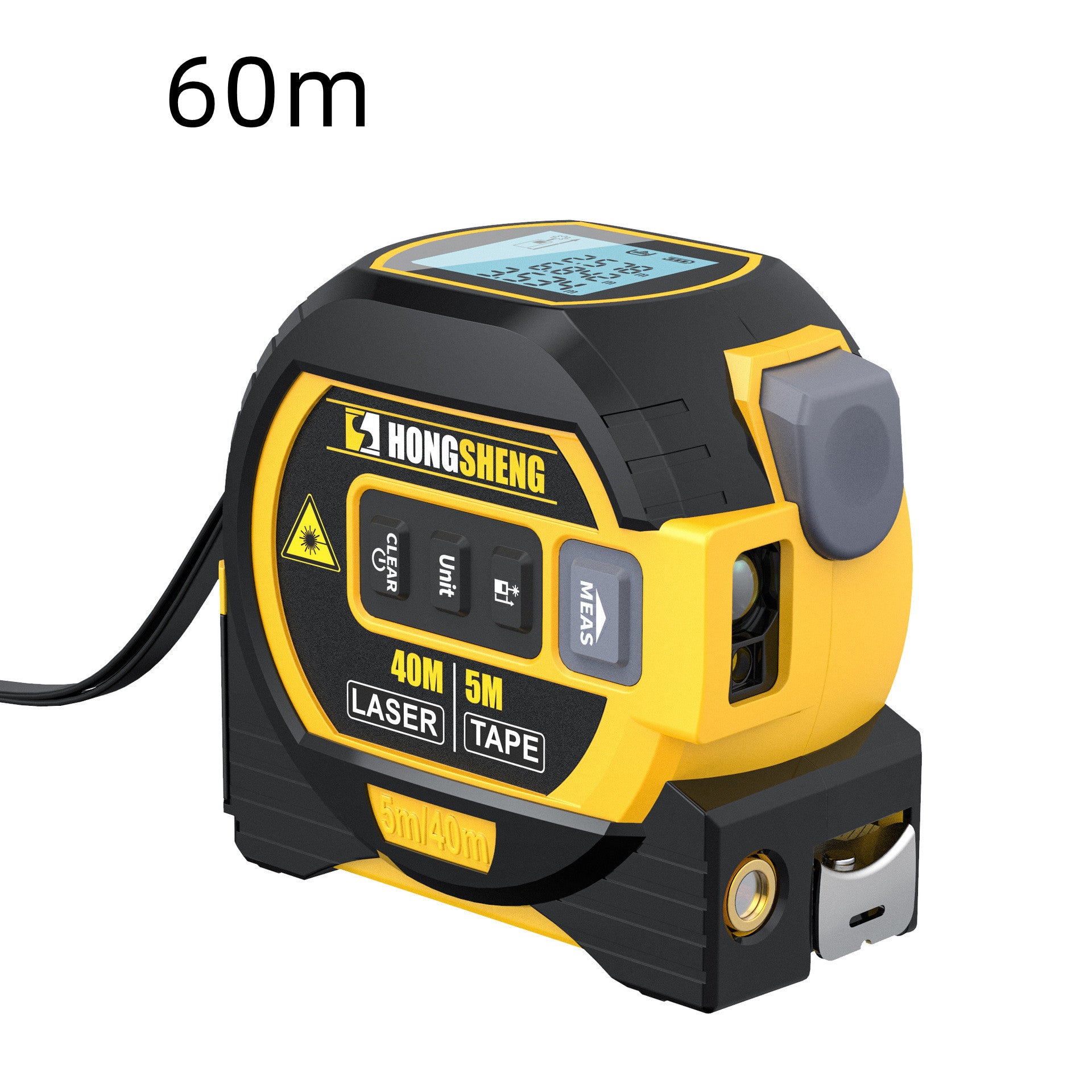 3 In 1 Laser Tape Measure Rangefinder 5m Tape Ruler Tools dealsniper-net 60m Yellow