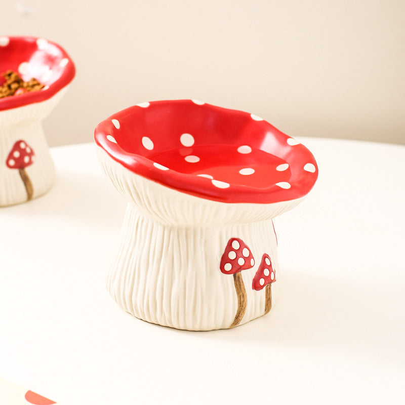 Creative Mushroom Modeling Tall Pet Bowl Cute Cat Bowl Pets dealsniper-net