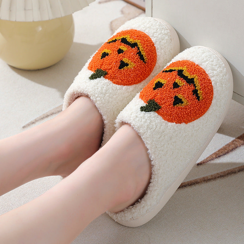 Halloween Pumpkin Cartoon Slippers Warm Winter Slippers Men null